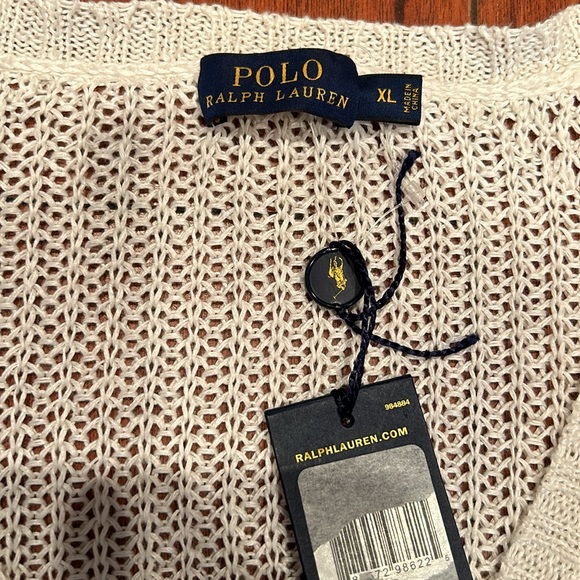 NWT Polo Ralph Lauren 100% Linen Relaxed Fit Open Knit Cropped Sleeveless Top - Picture 5 of 13